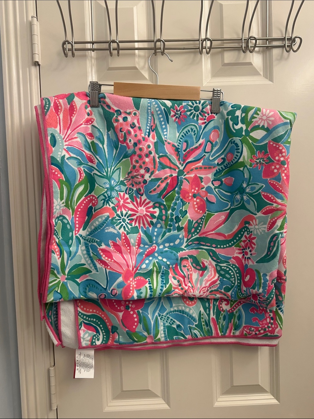 Lilly Pulitzer Tropical Floral Beach Towel in Pink, Teal & Green
